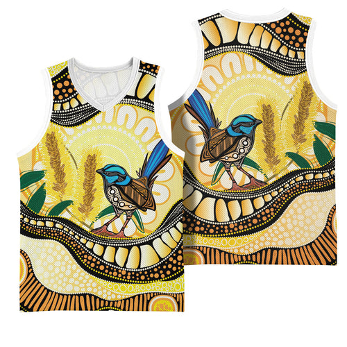 Superb Fairywren Bottlebrush Australia Indigenous Art Basketball Jersey