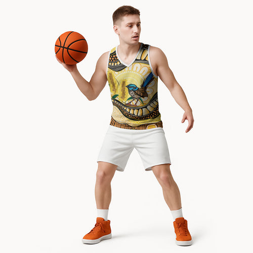 Superb Fairywren Bottlebrush Australia Indigenous Art Basketball Jersey