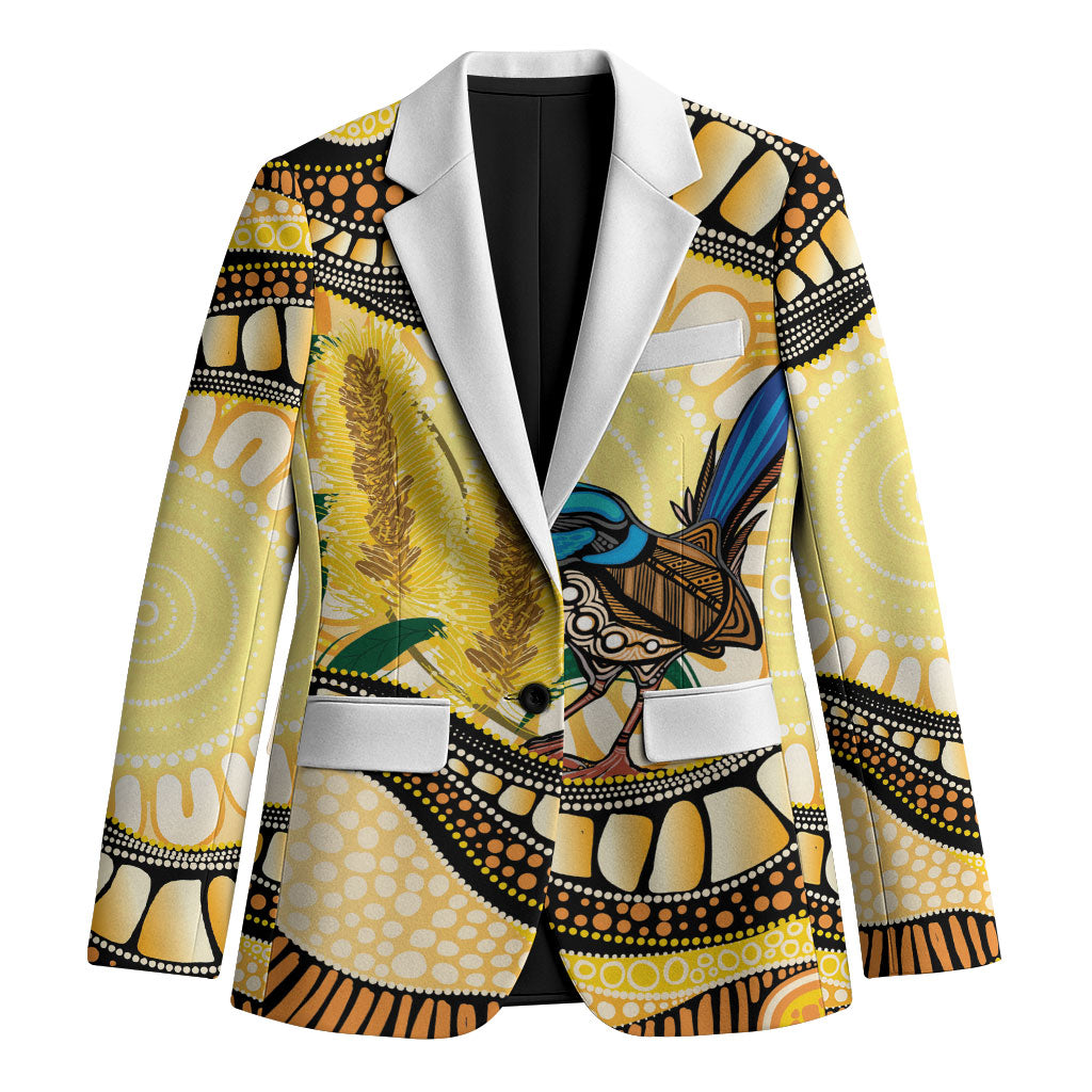 Superb Fairywren Bottlebrush Australia Indigenous Art Blazer