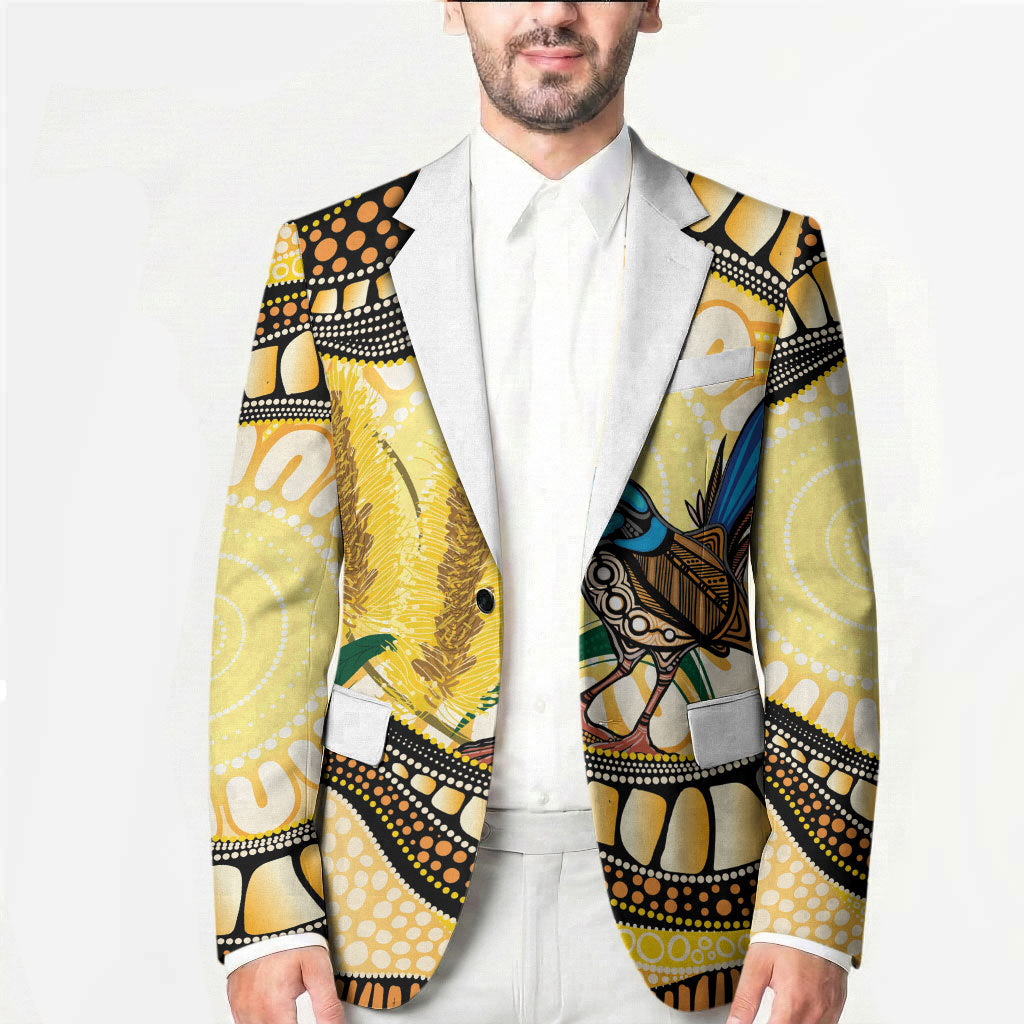 Superb Fairywren Bottlebrush Australia Indigenous Art Blazer