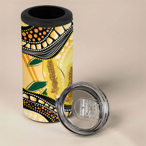Superb Fairywren Bottlebrush Australia Indigenous Art 4 in 1 Can Cooler Tumbler
