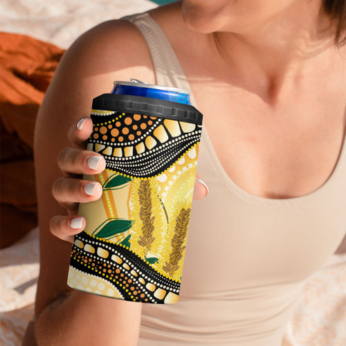 Superb Fairywren Bottlebrush Australia Indigenous Art 4 in 1 Can Cooler Tumbler