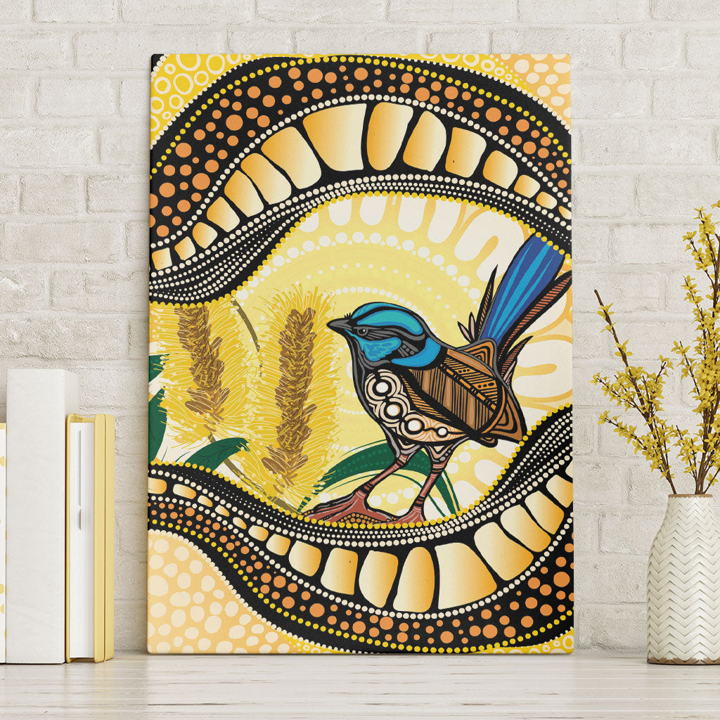Superb Fairywren Bottlebrush Australia Indigenous Art Canvas Wall Art