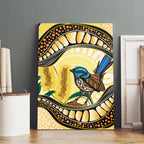 Superb Fairywren Bottlebrush Australia Indigenous Art Canvas Wall Art