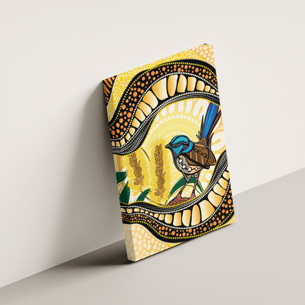 Superb Fairywren Bottlebrush Australia Indigenous Art Canvas Wall Art