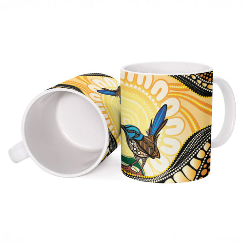 Superb Fairywren Bottlebrush Australia Indigenous Art Ceramic Mug
