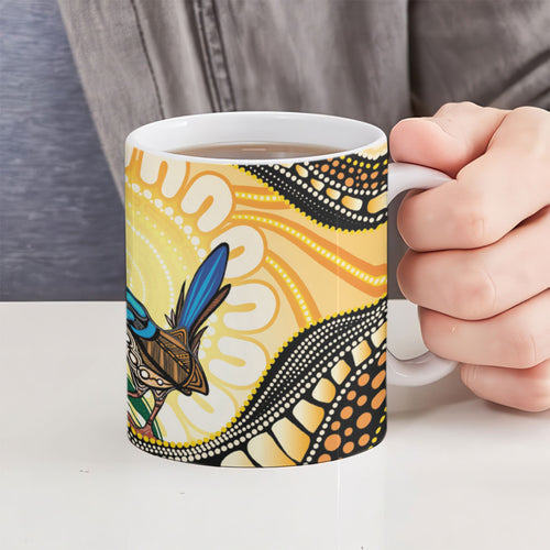 Superb Fairywren Bottlebrush Australia Indigenous Art Ceramic Mug
