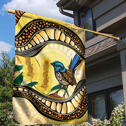 Superb Fairywren Bottlebrush Australia Indigenous Art Garden Flag
