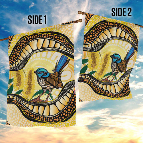 Superb Fairywren Bottlebrush Australia Indigenous Art Garden Flag