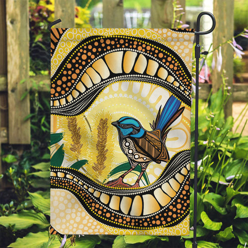 Superb Fairywren Bottlebrush Australia Indigenous Art Garden Flag
