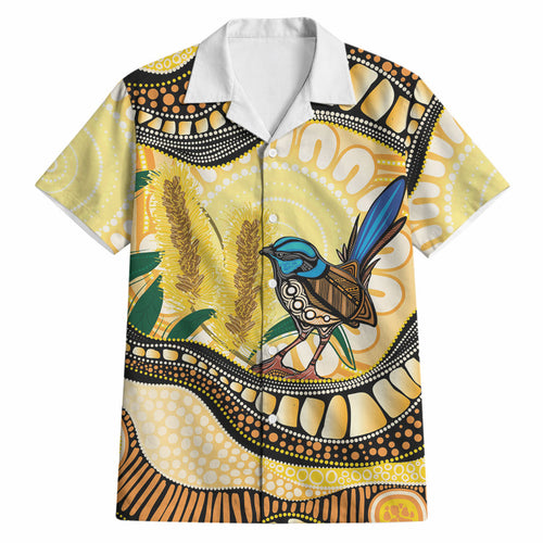 Superb Fairywren Bottlebrush Australia Indigenous Art Hawaiian Shirt