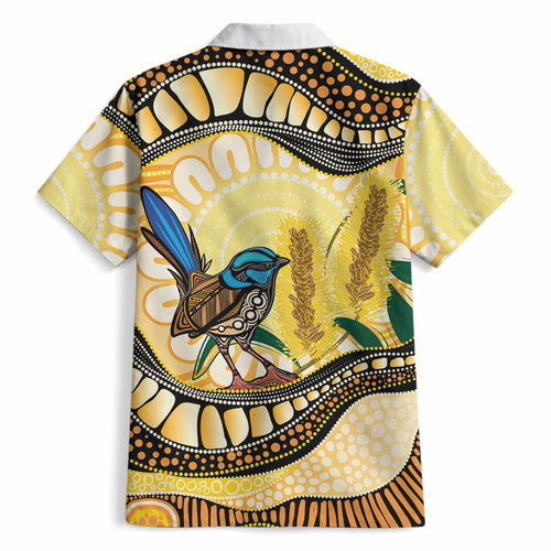 Superb Fairywren Bottlebrush Australia Indigenous Art Hawaiian Shirt