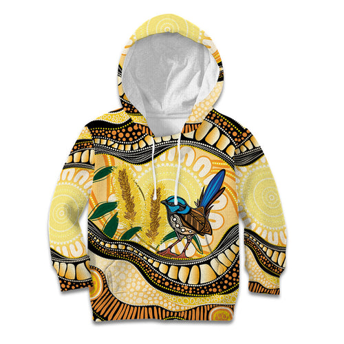 Superb Fairywren Bottlebrush Australia Indigenous Art Kid Hoodie