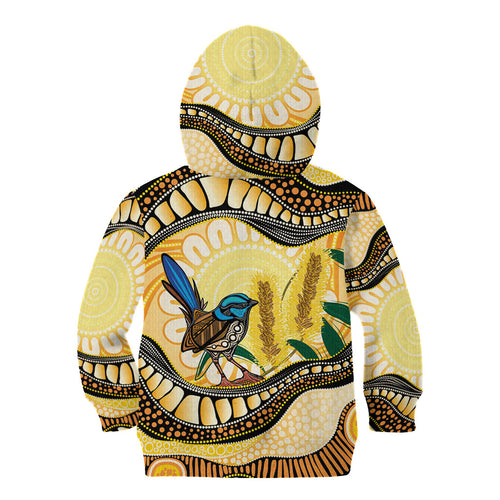 Superb Fairywren Bottlebrush Australia Indigenous Art Kid Hoodie