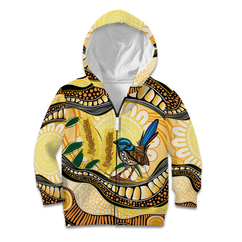 Superb Fairywren Bottlebrush Australia Indigenous Art Kid Hoodie