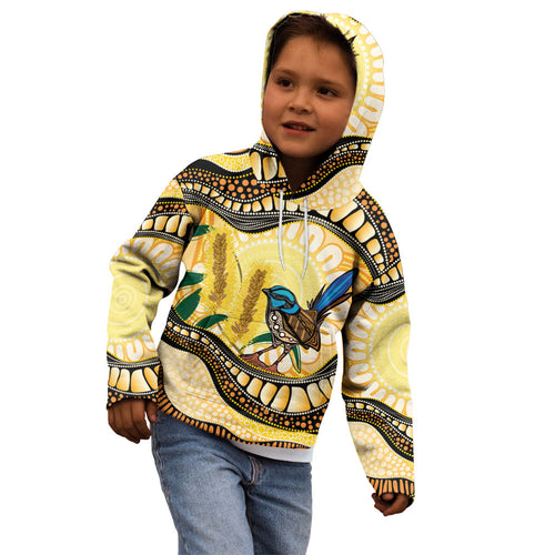 Superb Fairywren Bottlebrush Australia Indigenous Art Kid Hoodie