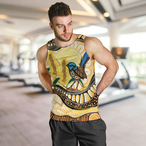 Superb Fairywren Bottlebrush Australia Indigenous Art Men Tank Top