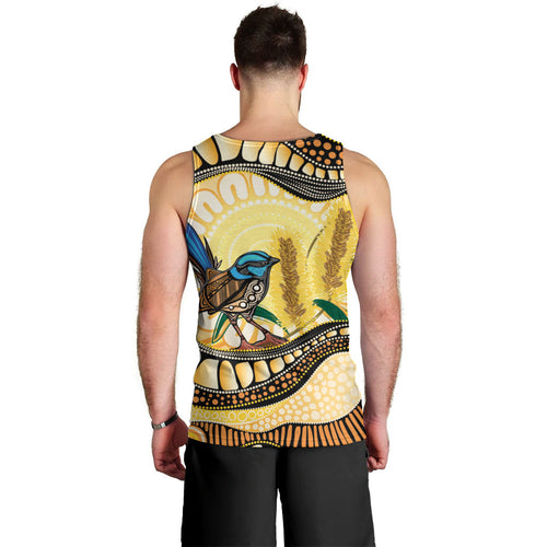 Superb Fairywren Bottlebrush Australia Indigenous Art Men Tank Top