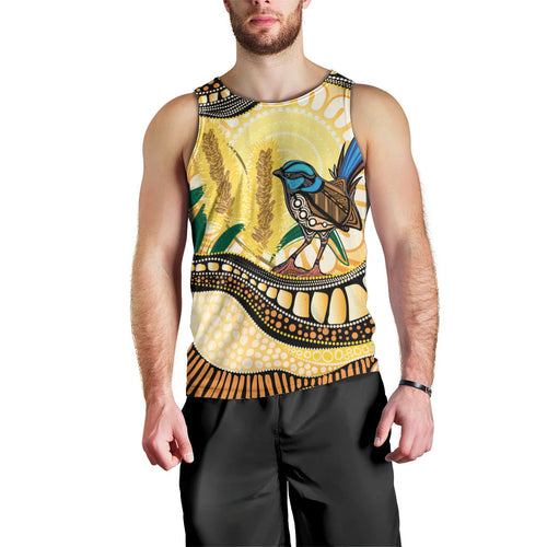 Superb Fairywren Bottlebrush Australia Indigenous Art Men Tank Top