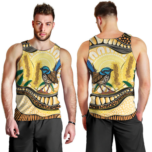 Superb Fairywren Bottlebrush Australia Indigenous Art Men Tank Top