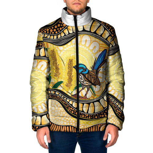 Superb Fairywren Bottlebrush Australia Indigenous Art Padded Jacket