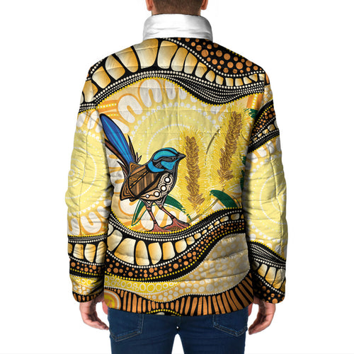 Superb Fairywren Bottlebrush Australia Indigenous Art Padded Jacket