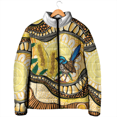 Superb Fairywren Bottlebrush Australia Indigenous Art Padded Jacket