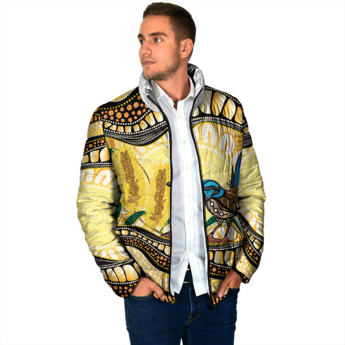 Superb Fairywren Bottlebrush Australia Indigenous Art Padded Jacket