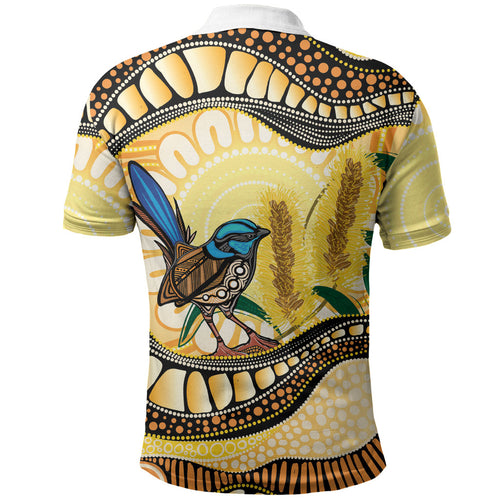 Superb Fairywren Bottlebrush Australia Indigenous Art Polo Shirt