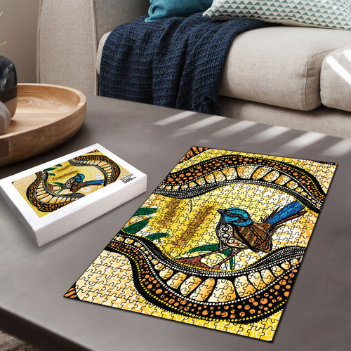 Superb Fairywren Bottlebrush Australia Indigenous Art Puzzle