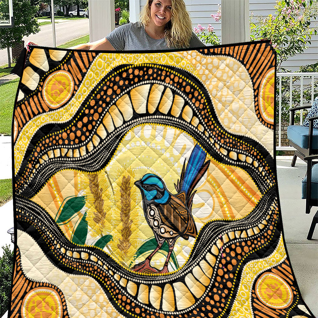 Superb Fairywren Bottlebrush Australia Indigenous Art Quilt