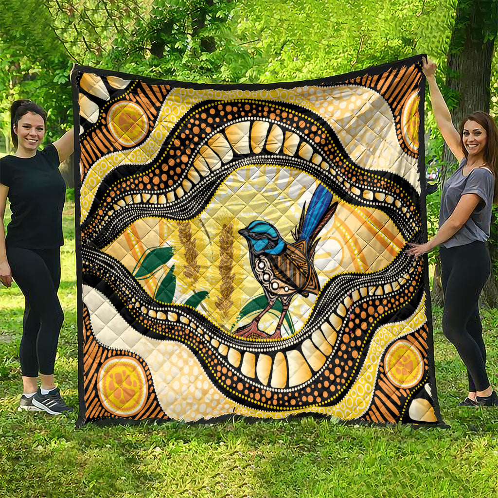 Superb Fairywren Bottlebrush Australia Indigenous Art Quilt