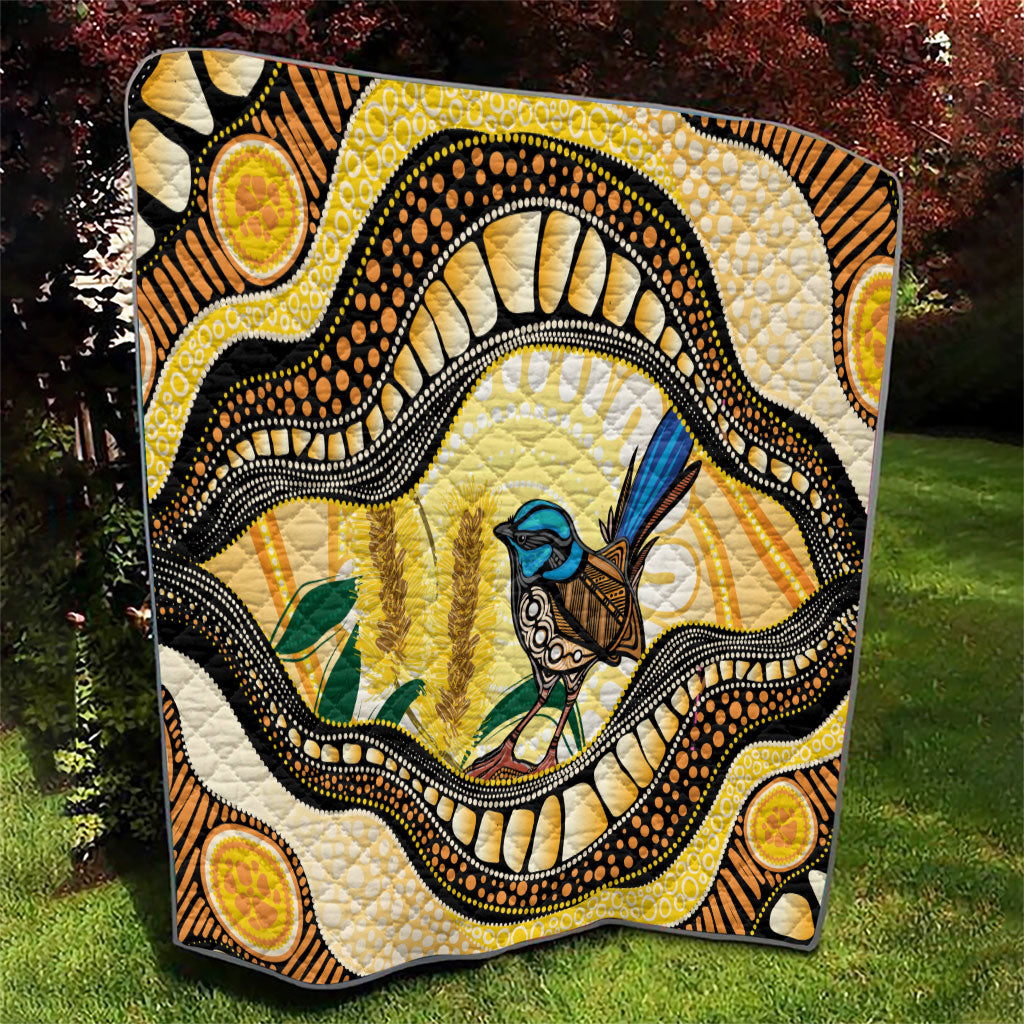 Superb Fairywren Bottlebrush Australia Indigenous Art Quilt