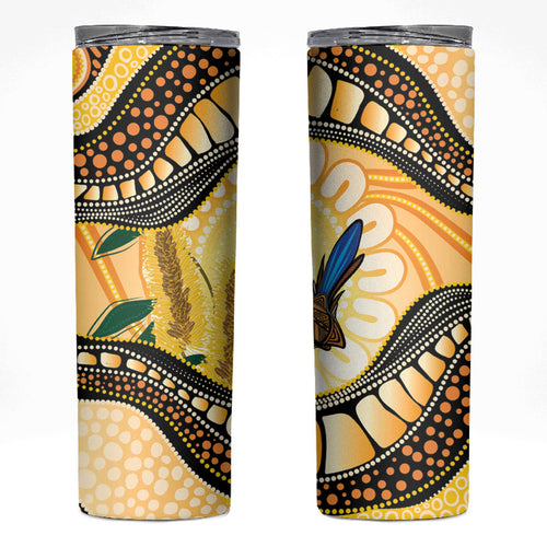 Superb Fairywren Bottlebrush Australia Indigenous Art Skinny Tumbler