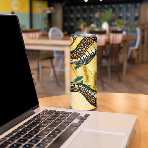Superb Fairywren Bottlebrush Australia Indigenous Art Skinny Tumbler