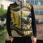Superb Fairywren Bottlebrush Australia Indigenous Art Sleeveless Puffer Jacket