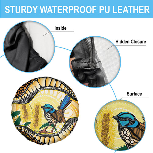 Superb Fairywren Bottlebrush Australia Indigenous Art Spare Tire Cover
