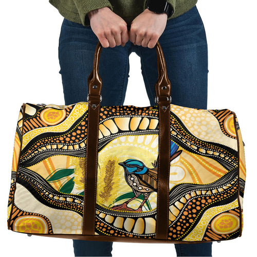 Superb Fairywren Bottlebrush Australia Indigenous Art Travel Bag