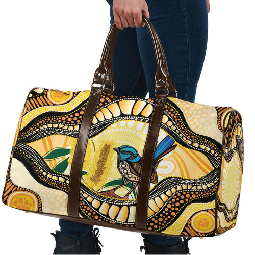Superb Fairywren Bottlebrush Australia Indigenous Art Travel Bag