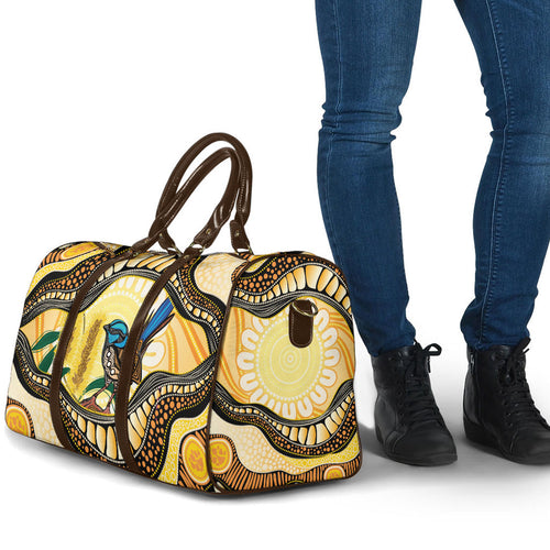 Superb Fairywren Bottlebrush Australia Indigenous Art Travel Bag