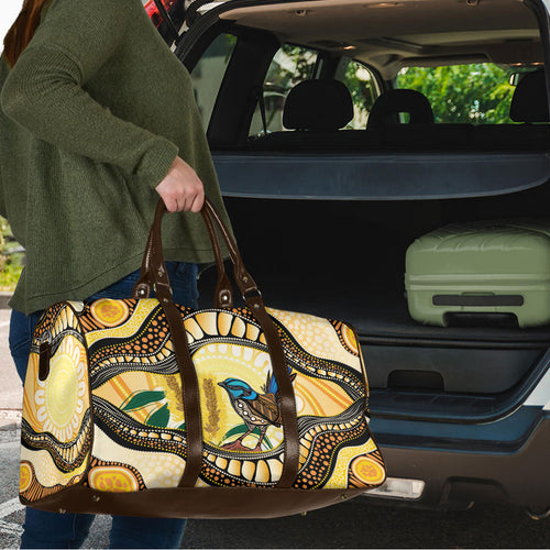 Superb Fairywren Bottlebrush Australia Indigenous Art Travel Bag