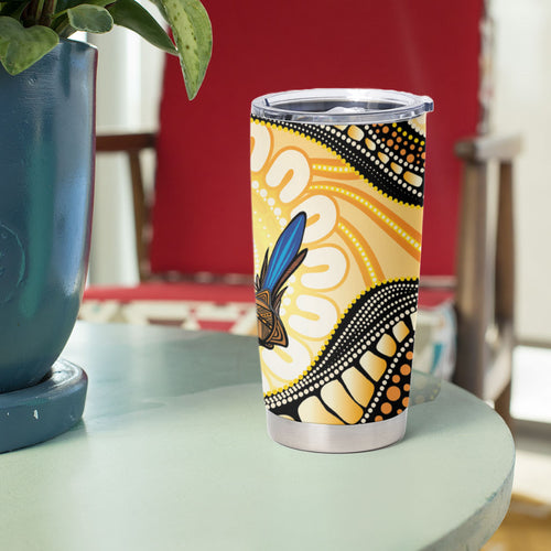 Superb Fairywren Bottlebrush Australia Indigenous Art Tumbler Cup