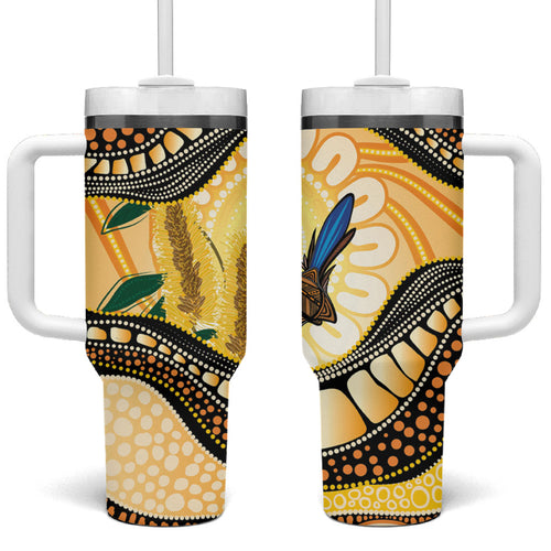 Superb Fairywren Bottlebrush Australia Indigenous Art Tumbler With Handle