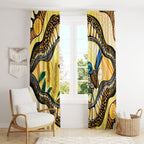 Superb Fairywren Bottlebrush Australia Indigenous Art Window Curtain