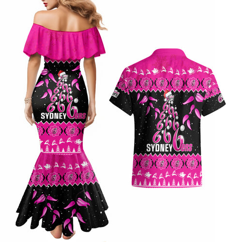 sydney-sixers-cricket-christmas-couples-matching-mermaid-dress-and-hawaiian-shirt-merry-xmas-2023-indigenous-art