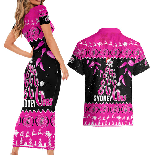 sydney-sixers-cricket-christmas-couples-matching-short-sleeve-bodycon-dress-and-hawaiian-shirt-merry-xmas-2023-indigenous-art