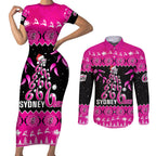 sydney-sixers-cricket-christmas-couples-matching-short-sleeve-bodycon-dress-and-long-sleeve-button-shirt-merry-xmas-2023-indigenous-art
