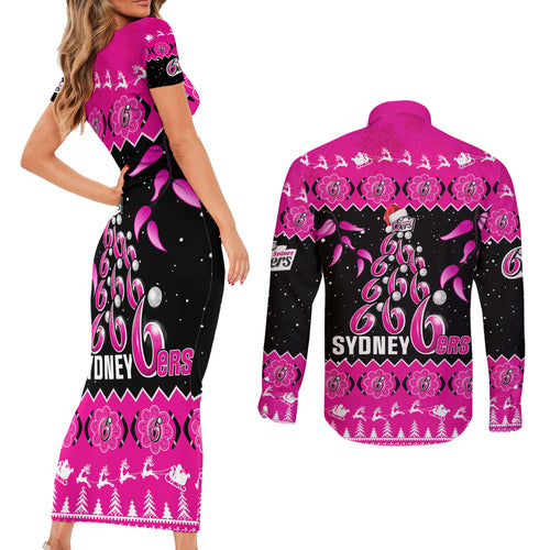 sydney-sixers-cricket-christmas-couples-matching-short-sleeve-bodycon-dress-and-long-sleeve-button-shirt-merry-xmas-2023-indigenous-art