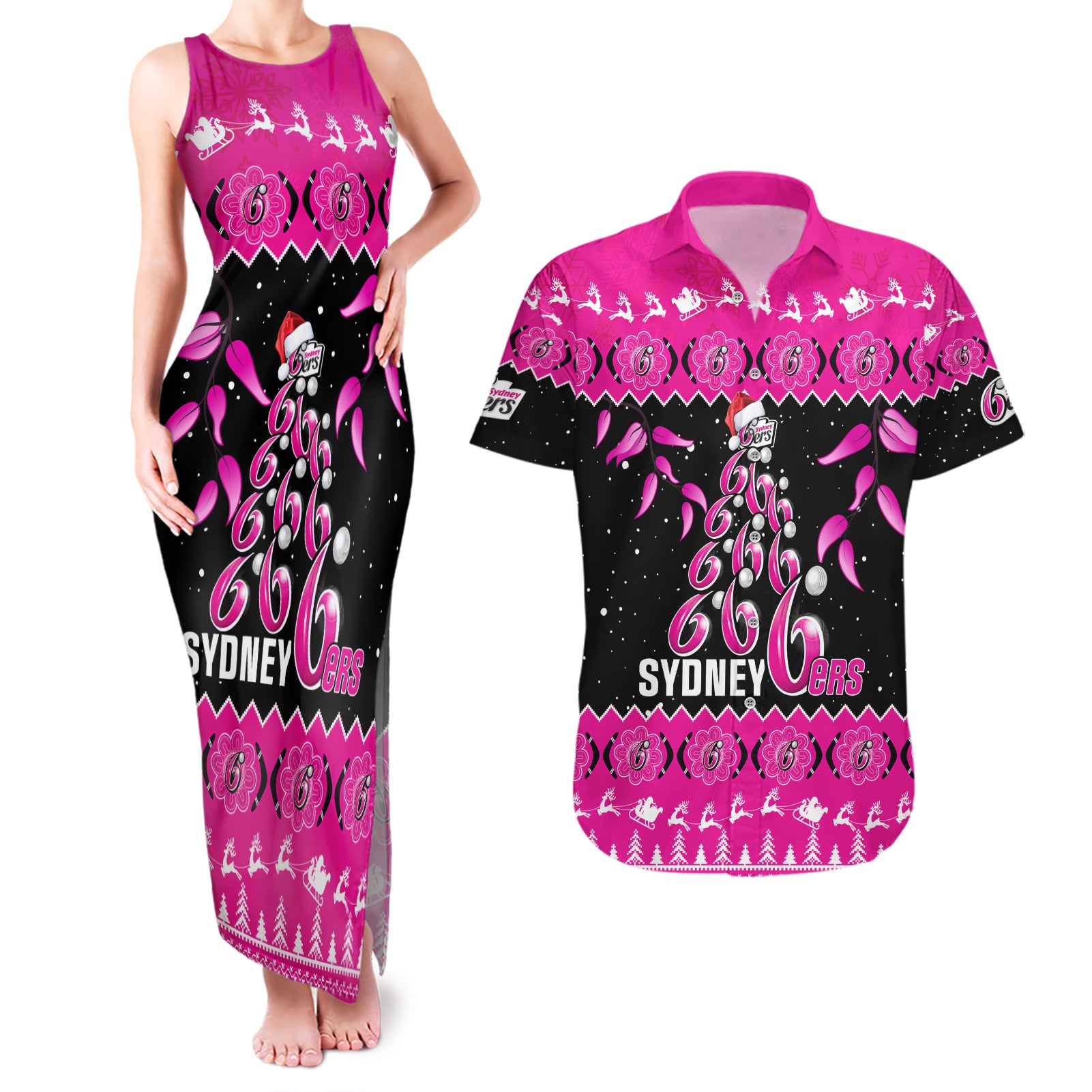 sydney-sixers-cricket-christmas-couples-matching-tank-maxi-dress-and-hawaiian-shirt-merry-xmas-2023-indigenous-art