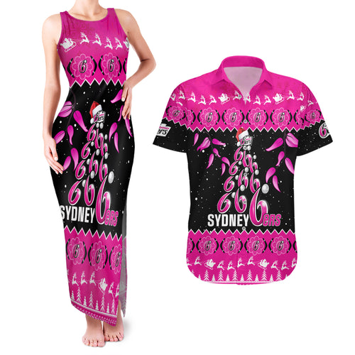sydney-sixers-cricket-christmas-couples-matching-tank-maxi-dress-and-hawaiian-shirt-merry-xmas-2023-indigenous-art
